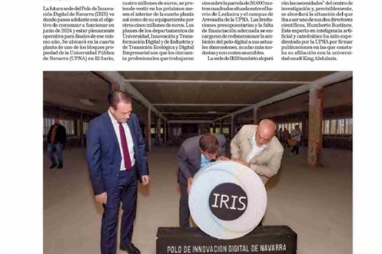 Fotografía del pantallazo de la noticia en la edición impresa del Diario de Navarra