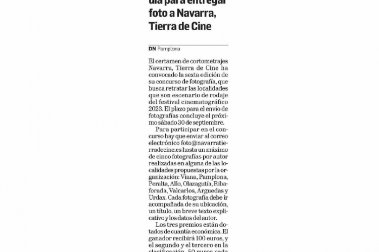 Fotografía del pantallazo de la noticia impresa del Diario de Navarra