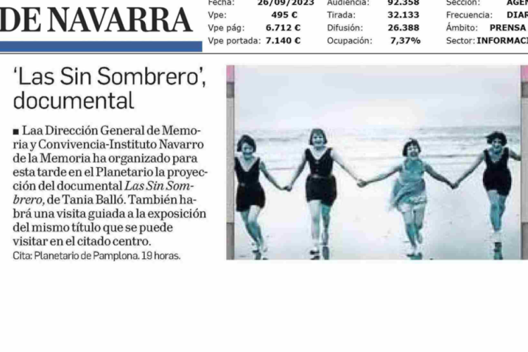 Fotografía del pantallazo de la noticia impresa del Diario de Navarra