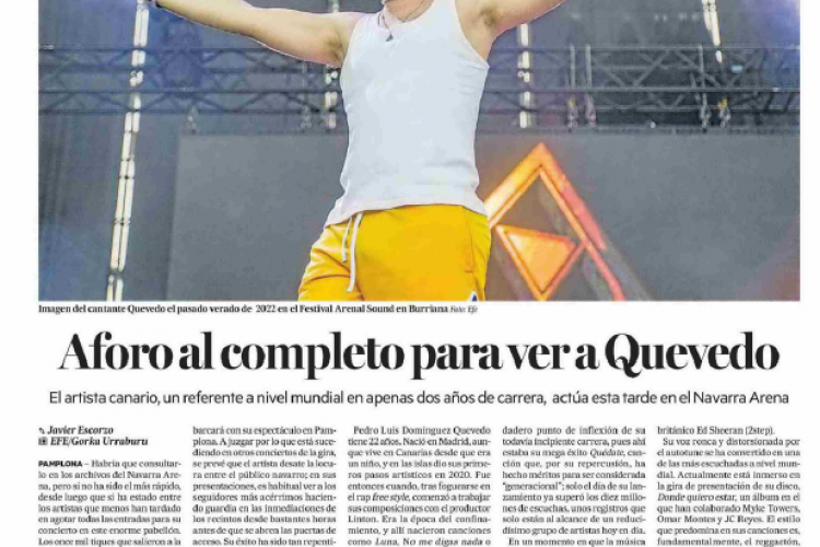 Fotografía del pantallazo de la noticia impresa del Diario de Noticias