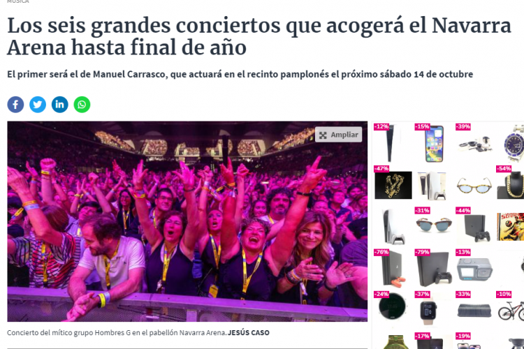 Fotografía del pantallazo de la noticia online del Diario de Navarra