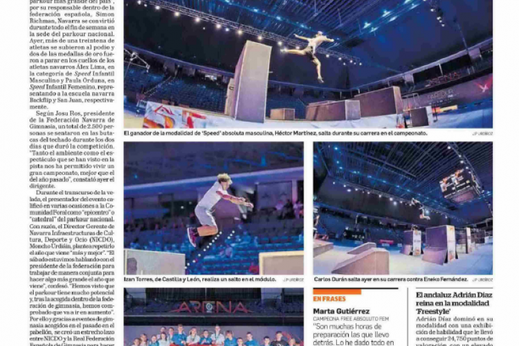 Fotografía del pantallazo de la noticia en la edición impresa del Diario de Navarra