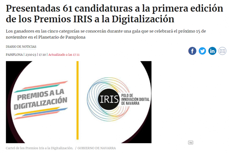 Fotografía del pantallazo de la noticia en la edición online de Diario de Noticias 