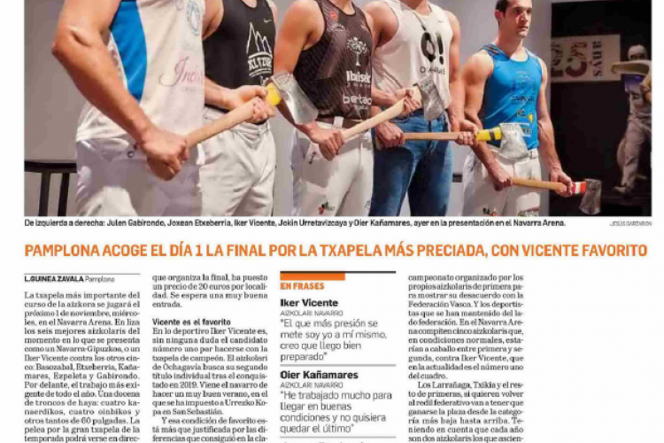 Fotografía del pantallazo de la noticia en la edición impresa del Diario de Navarra