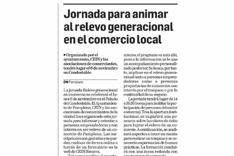 Fotografía del pantallazo de la noticia en la edición impresa del Diario de Navarra