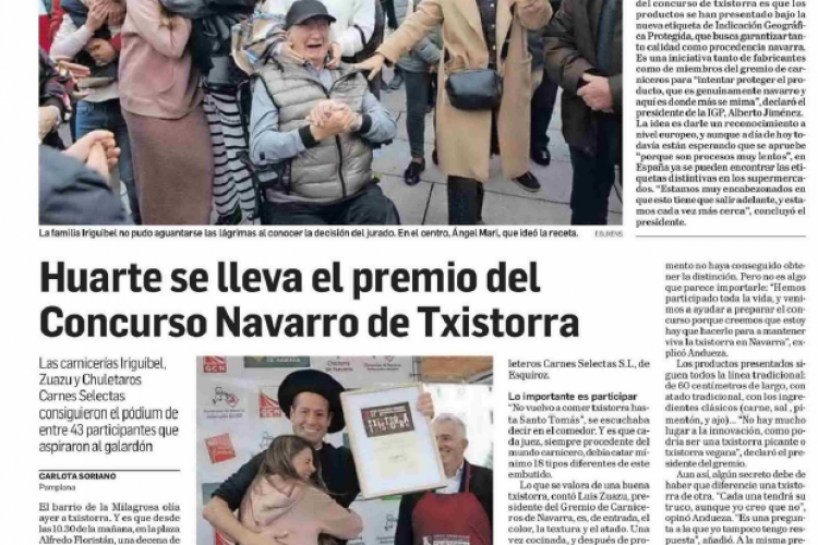 Fotografía del pantallazo de la noticia impresa del Diario de Navarra