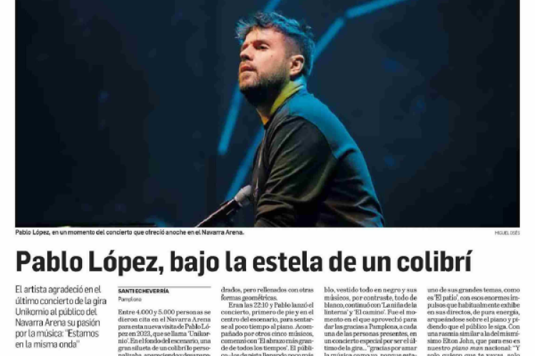 Fotografía del pantallazo de la noticia impresa del Diario de Navarra