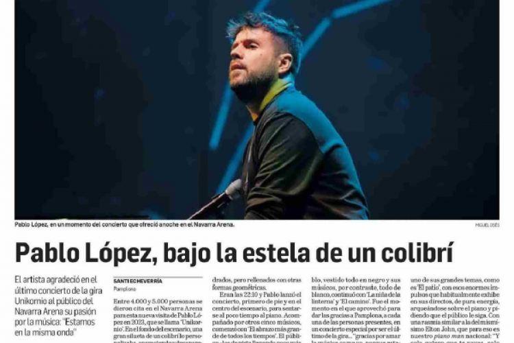 Fotografía del pantallazo de la noticia impresa del Diario de Navarra