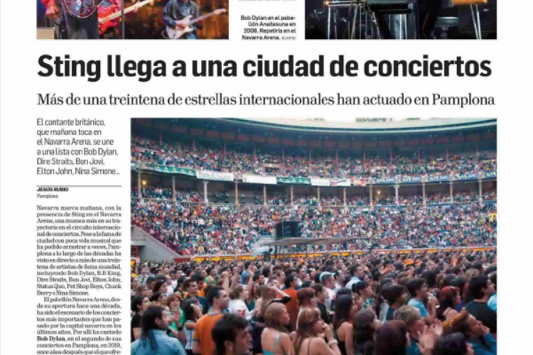 Fotografía del pantallazo de la noticia impresa en el Diario de Navarra