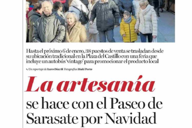 Fotografía del pantallazo de la noticia en la edición impresa de Diario de Noticias 