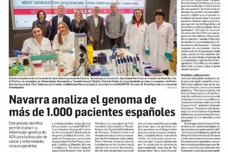 Fotografía del pantallazo de la noticia en la edición impresa de Diario de Navarra
