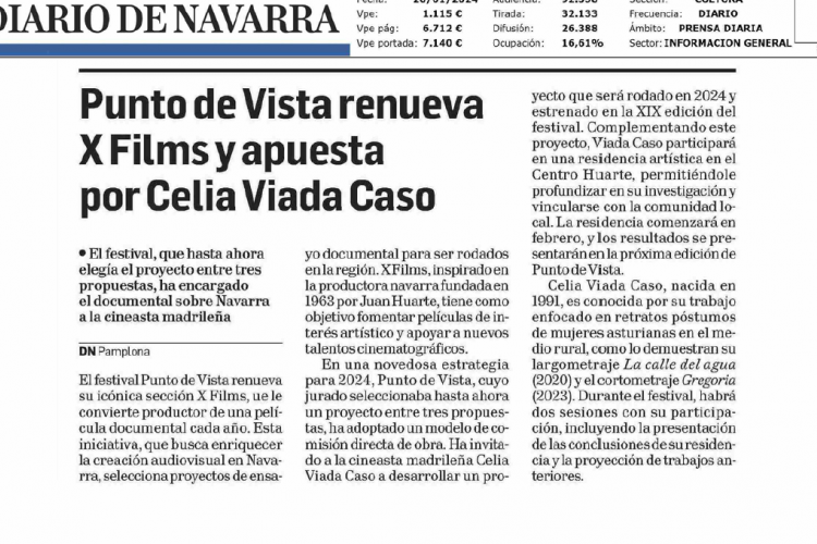 Fotografía del pantallazo de la noticia en la edición impresa de Diario de Navarra