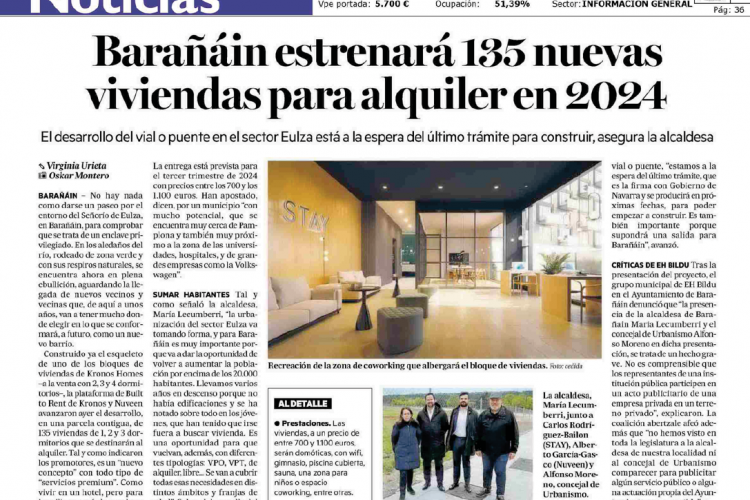 Fotografia del pantallazo de la noticia en la edición impresa del Diario de Navarra