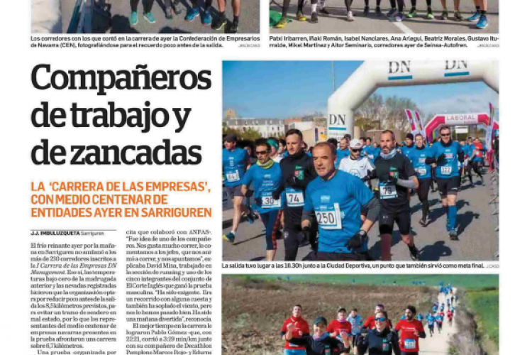 Fotografia del pantallazo de la noticia en la edición impresa del Diario de Navarra