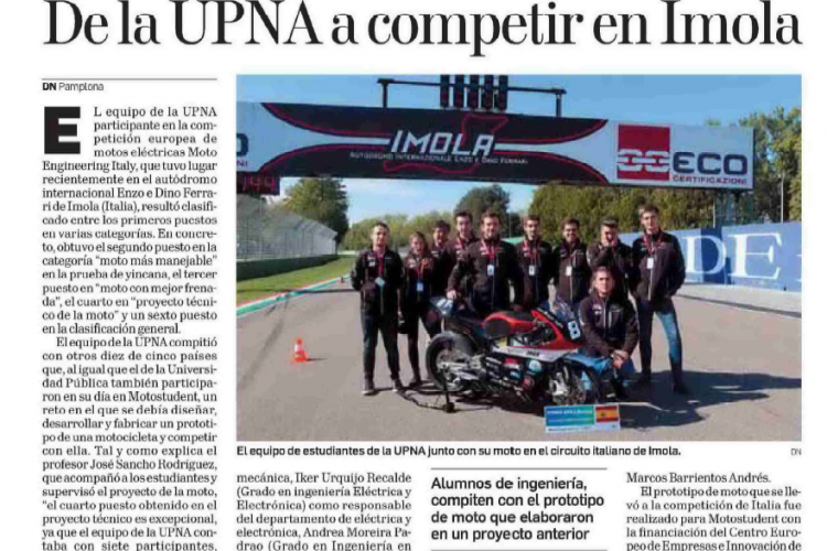 Fotografía del pantallazo de la noticia en la edición impresa del Diario de Navarra