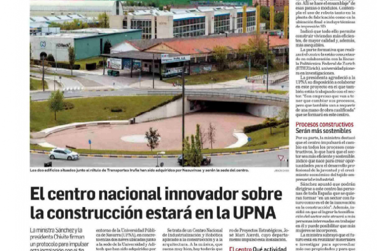 Fotografia del pantallazo de la noticia en la edición impresa del Diario de Navarra