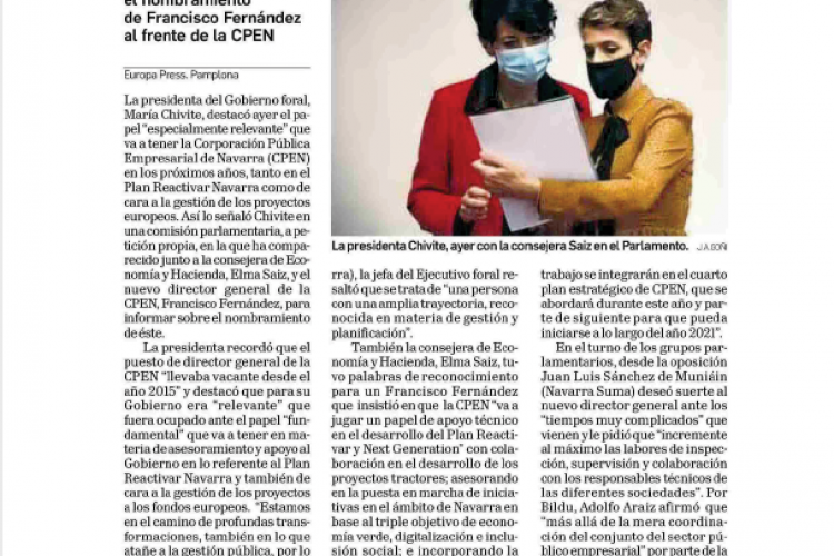 Noticia en la edición impresa del Diario de Navarra