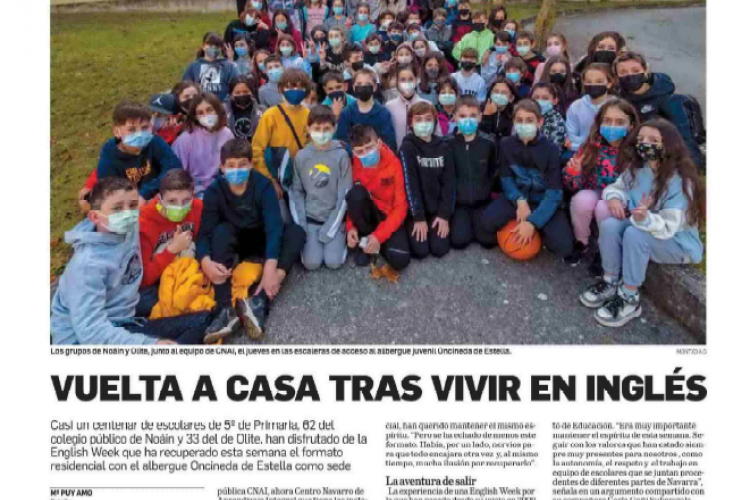 Fotografia del pantallazo de la noticia en la edición impresa del Diario de Navarra