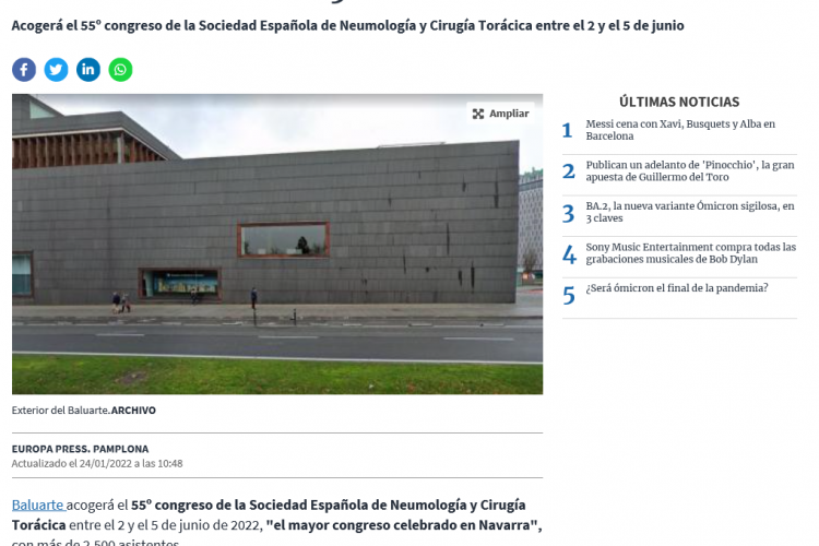 Fotografia del pantallazo de la noticia en la edición online del Diario de Navarra