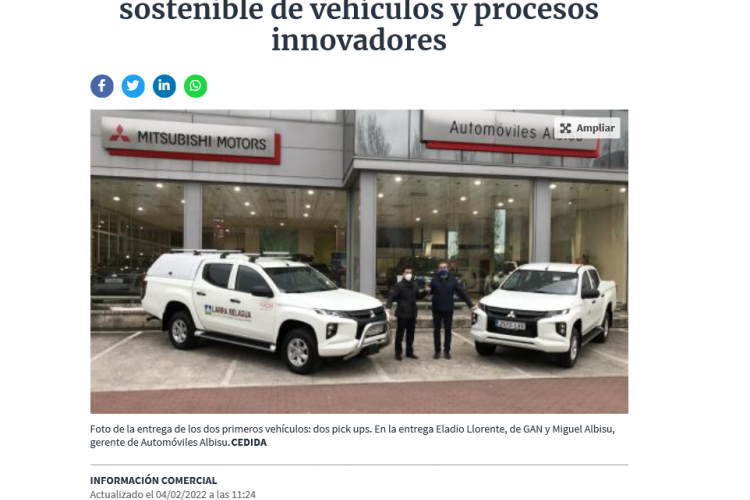 Fotografia del pantallazo de la noticia en la edición online del Diario de Navarra