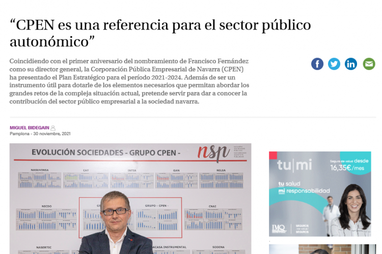 Fotografia del pantallazo de la noticia en la edición online de Navarra Capital