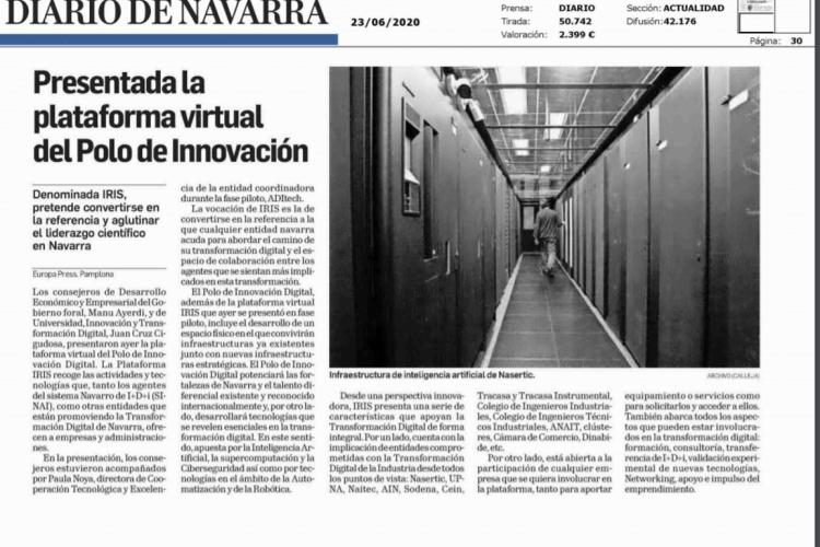 Recorte de la noticia en Diario de Navarra