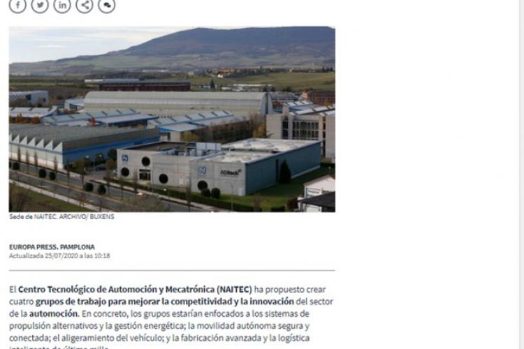 Pantallazo de la noticia publicada en la versión digital de Diario de Navarra