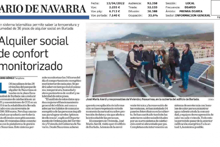 Fotografia del pantallazo de la noticia en la edición impresa del Diario de Navarra