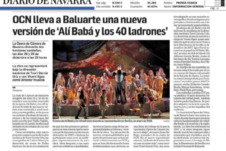 Fotografia del pantallazo de la noticia en la edición impresa del Diario de Navarra