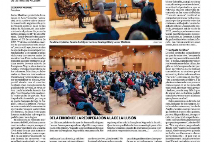 Fotografia del pantallazo de la noticia en la edición impresa del Diario de Navarra