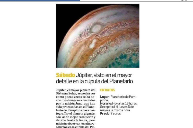 Fotografia del pantallazo de la noticia en la edición impresa del Diario de Navarra