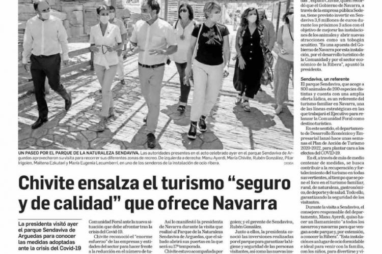 Página dedicada por Diario de Navarra a la reapertura de Sendaviva