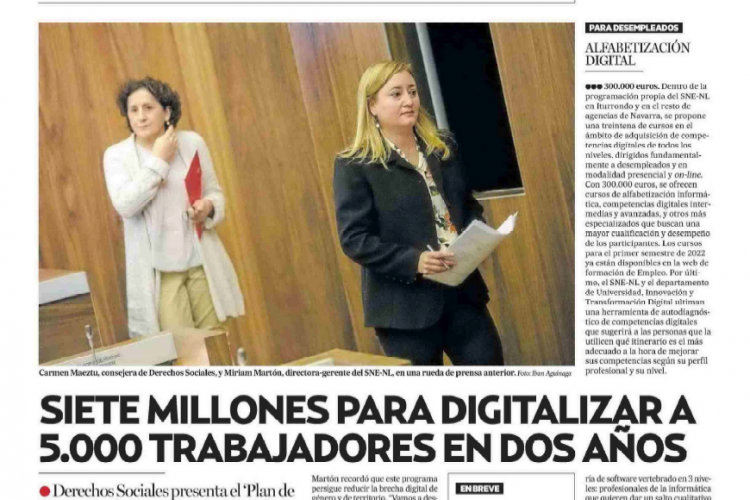 Fotografia del pantallazo de la noticia en la edición impresa del Diario de Noticias