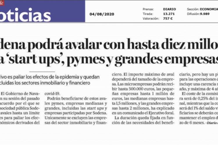 Recorte de la noticia publicada en la edición impresa de Diario de Noticias