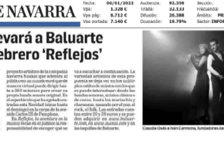 Fotografia del pantallazo de la noticia en la edición impresa del Diario de Navarra