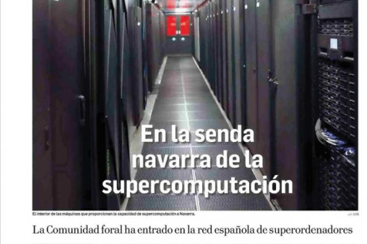 Vista de la primera página del reportaje de Diario de Navarra sobre supercomputación 