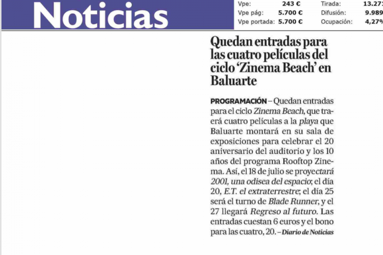 Fotografía del pantallazo de la noticia en la edición impresa de Diario de Noticias
