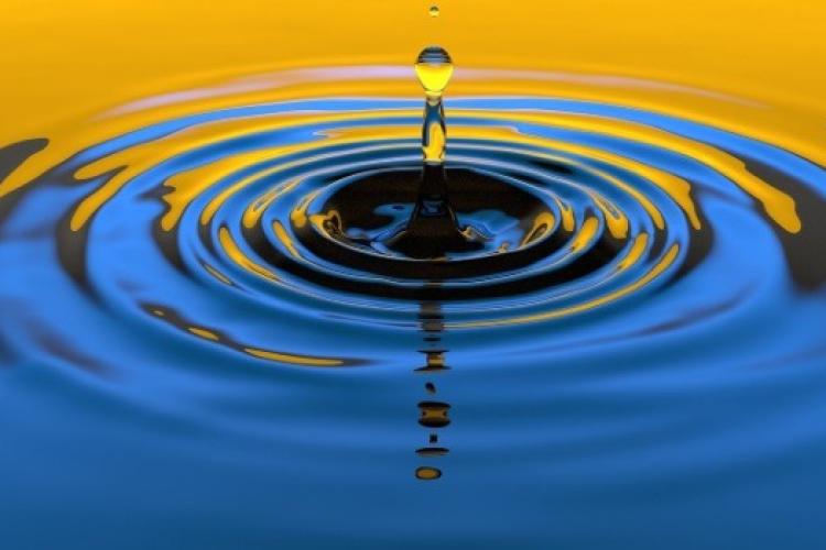 Fotografía de un charco de agua con una gota cayendo.