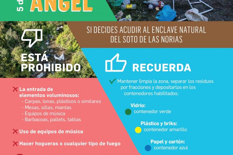 Folleto del Día del Ángel respetando el entorno protegido del Soto de las Norias